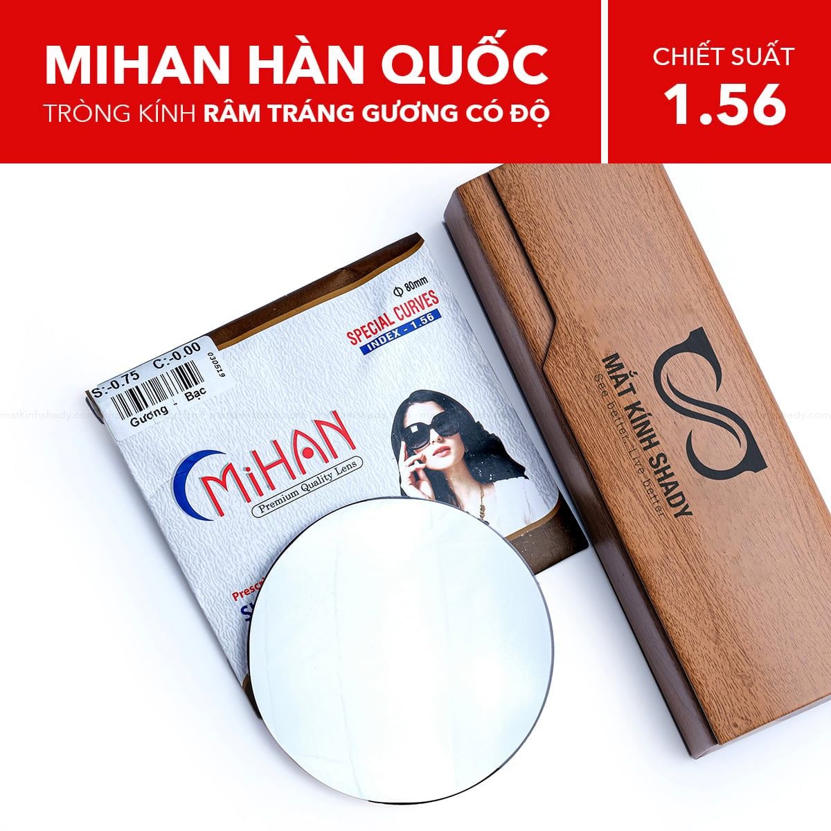  Tròng Kính Râm Tráng Gương Có Độ Cận Mihan 1.56 