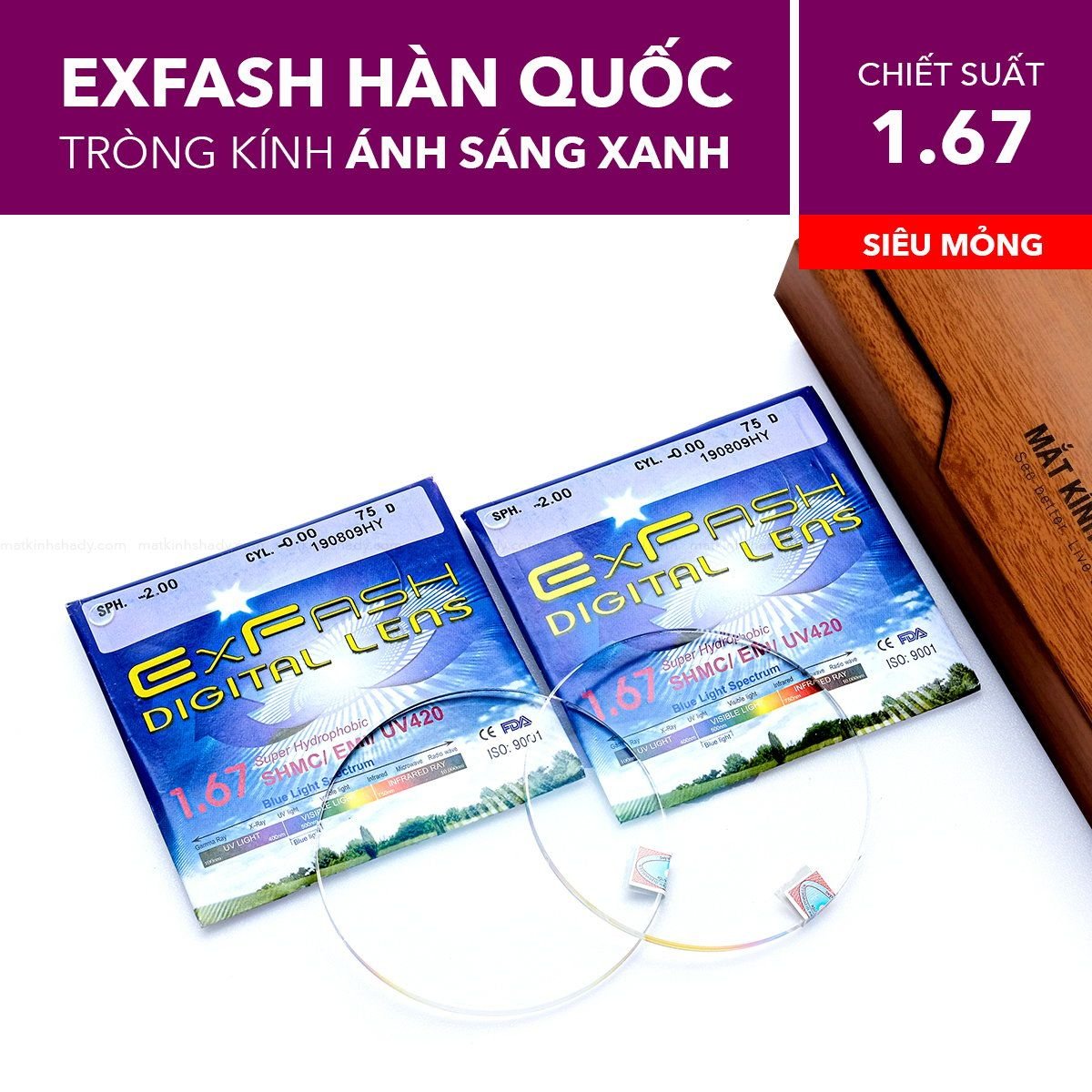  Tròng Kính Siêu Mỏng Chống Ánh Sáng Xanh Exfash 1.67 
