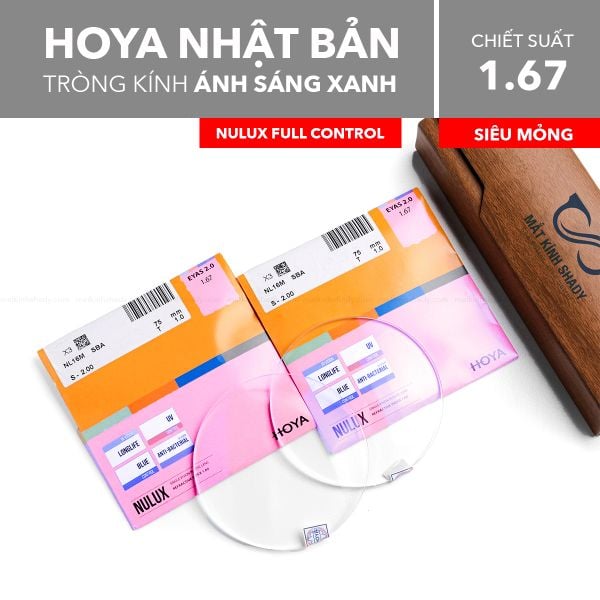 Tròng Kính Siêu Mỏng Chống Ánh Sáng Xanh Nulux Full Control Hoya 1.67