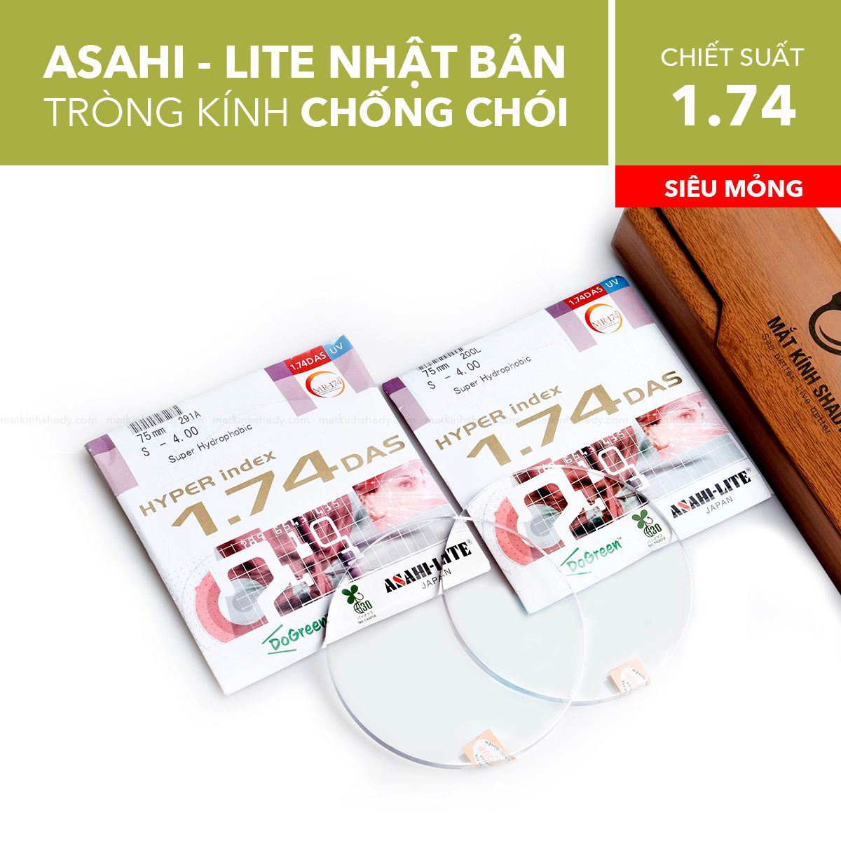 Tròng Kính Siêu Mỏng Chống Chói Asahi Lite 1.74 