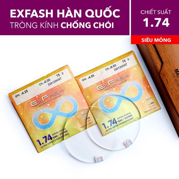 Tròng Kính Siêu Mỏng Chống Chói Exfash 1.74