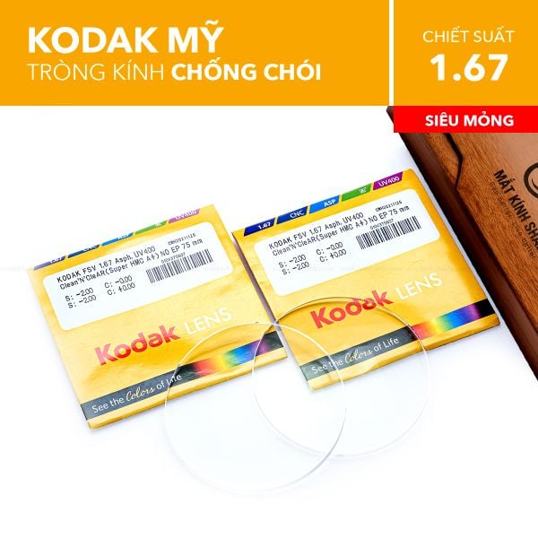 Tròng Kính Siêu Mỏng Chống Chói Kodak 1.67 Fsv Uv400