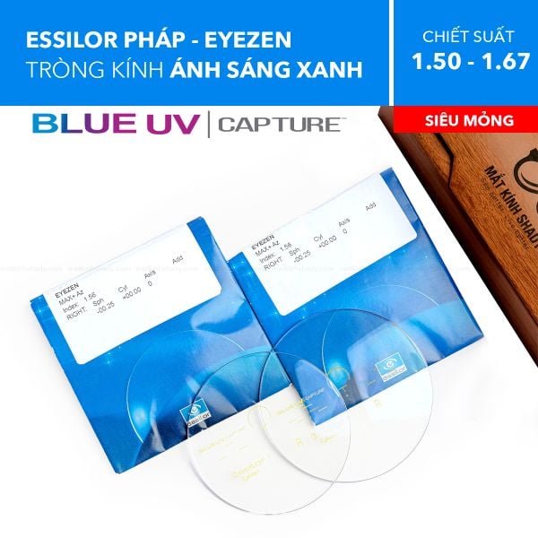 Tròng Kính Chống Ánh Sáng Xanh Blue Uv Eyezen Start/ Eyezen Boost Váng Prevencia/Rock/Sapphire Essilor