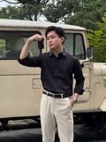  Sơ Mi Nam Tay Dài Đen Trơn SMD0082 