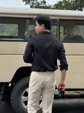  Sơ Mi Nam Tay Dài Đen Trơn SMD0082 