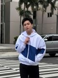  Áo Khoác Dù Trắng Phối Xéo AKD0041 