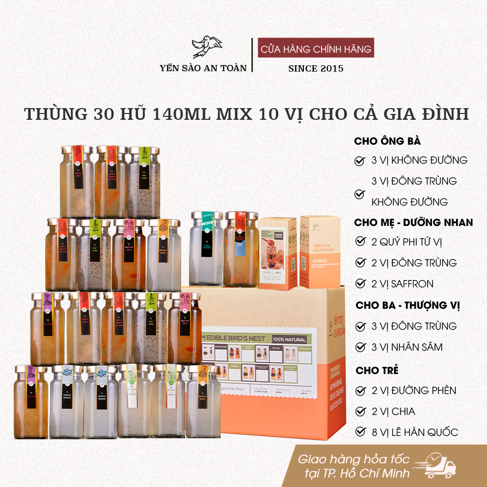 Thùng 30 hũ 140ml mix cho Cả Gia Đình