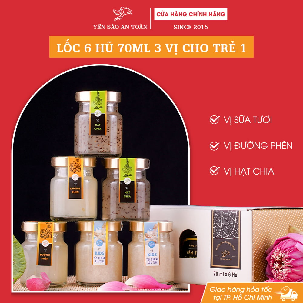 Lốc 6 hũ 70ml 3 vị Cho Trẻ 1