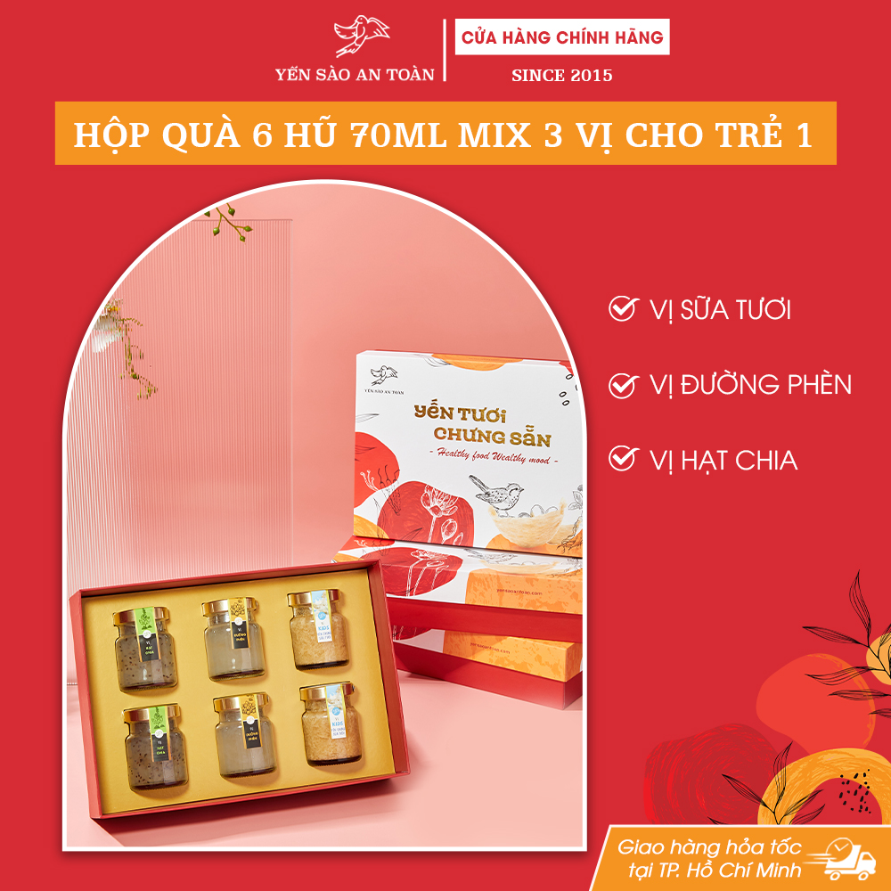 Hộp quà 6 hũ 70ml 3 vị Cho Trẻ 1 - Đỏ Đại Cát