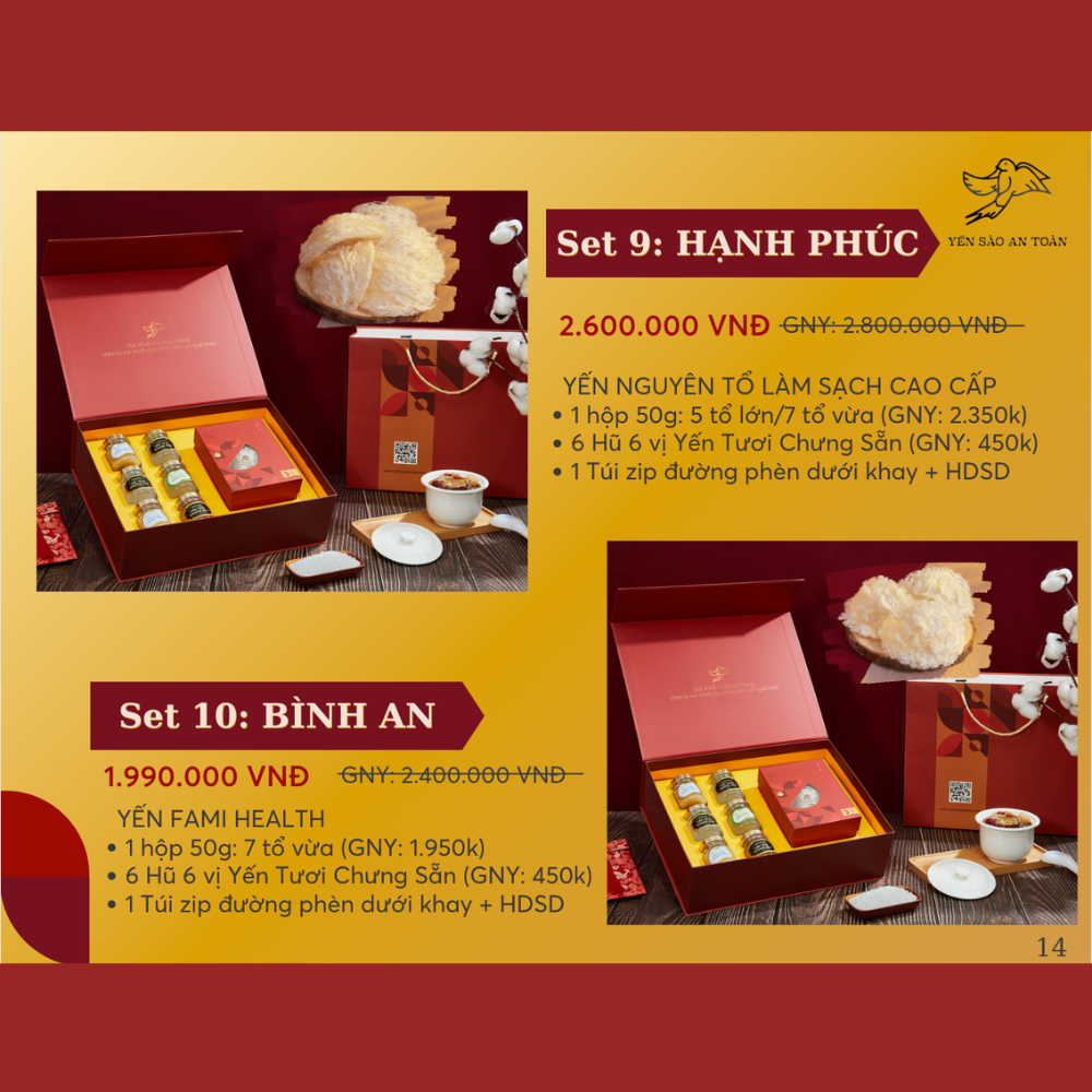 Hộp quà Đại Lợi Tổ Yến Nguyên Chất 50g và 100g với 10 lựa chọn ý nghĩa