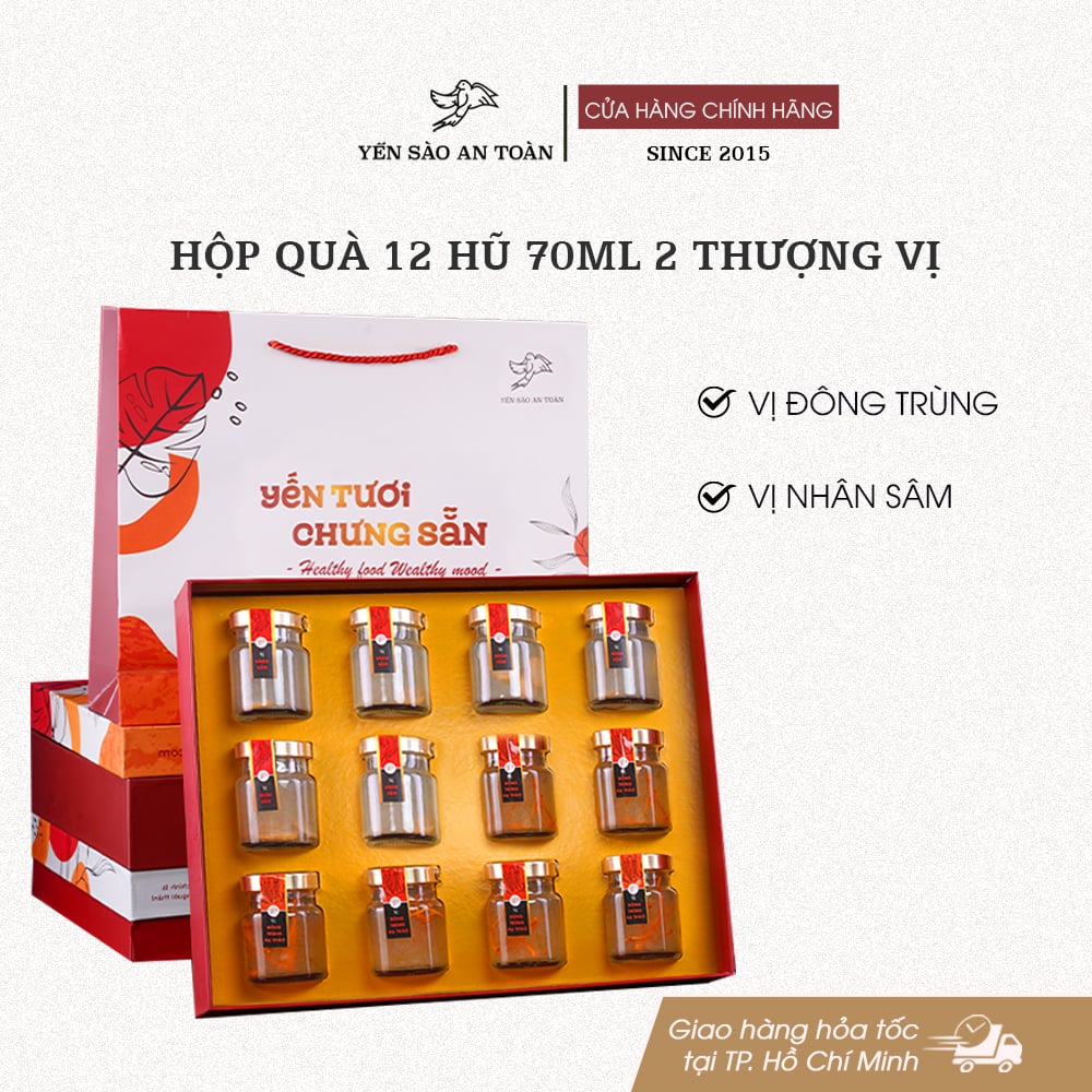 Hộp quà 12 hũ 70ml 2 Thượng Vị - Đỏ Đại Cát