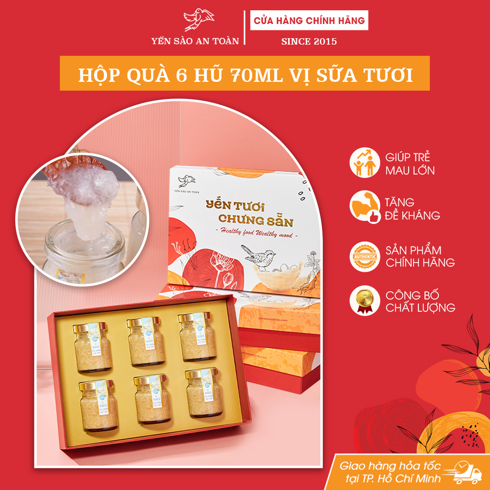 Hộp quà 6 hũ 70ml vị Sữa Tươi - Đỏ Đại Cát