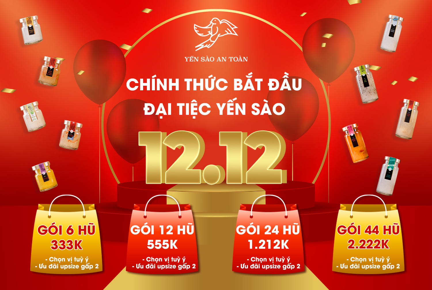 Đại tiệc 12.12 -  Yến chưng sẵn 10 vị đậm đặc yến tươi từ Yến Sào An Toàn