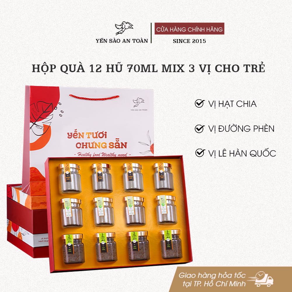 Hộp quà 12 hũ 70ml 3 vị Cho Trẻ 2 - Đỏ Đại Cát