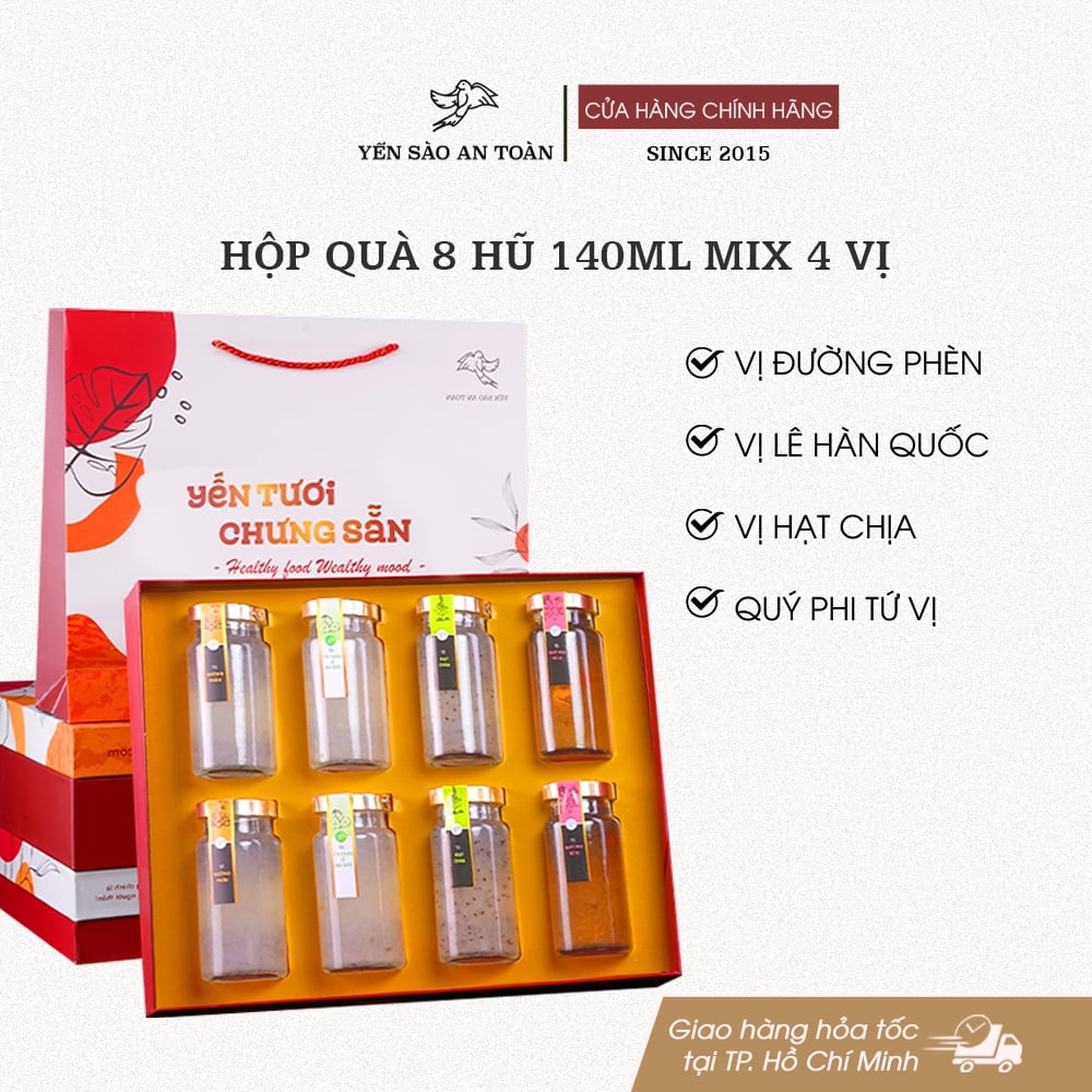 Hộp quà 8 hũ 140ml mix 4 vị - Đỏ Đại Cát