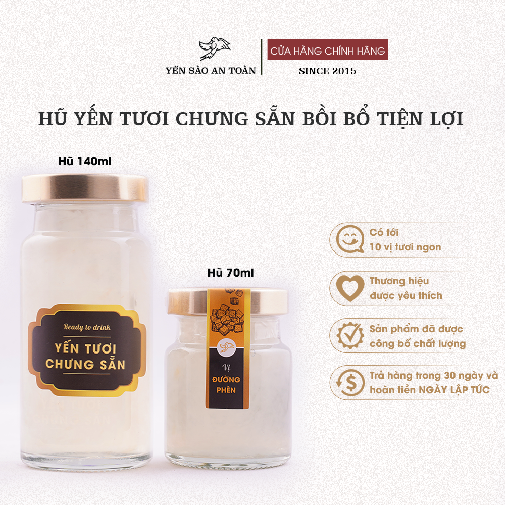 Yến chưng sẵn 10 vị hũ 70ml đậm đặc yến tươi từ Yến Sào An Toàn