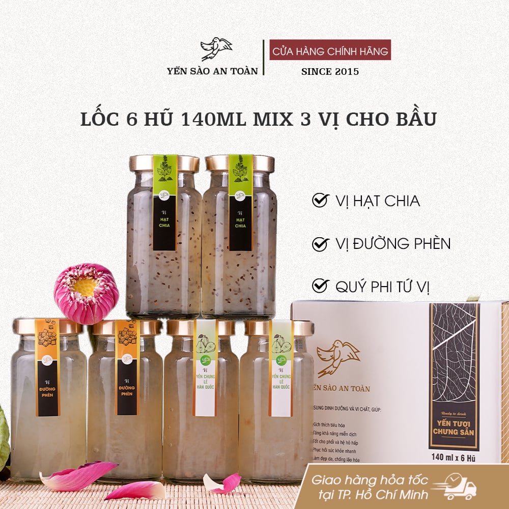 Lốc 6 hũ 140ml 3 vị Cho Bầu