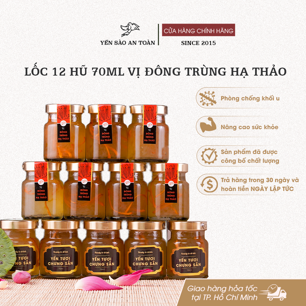 Lốc 12 hũ 70ml vị Đông Trùng Hạ Thảo