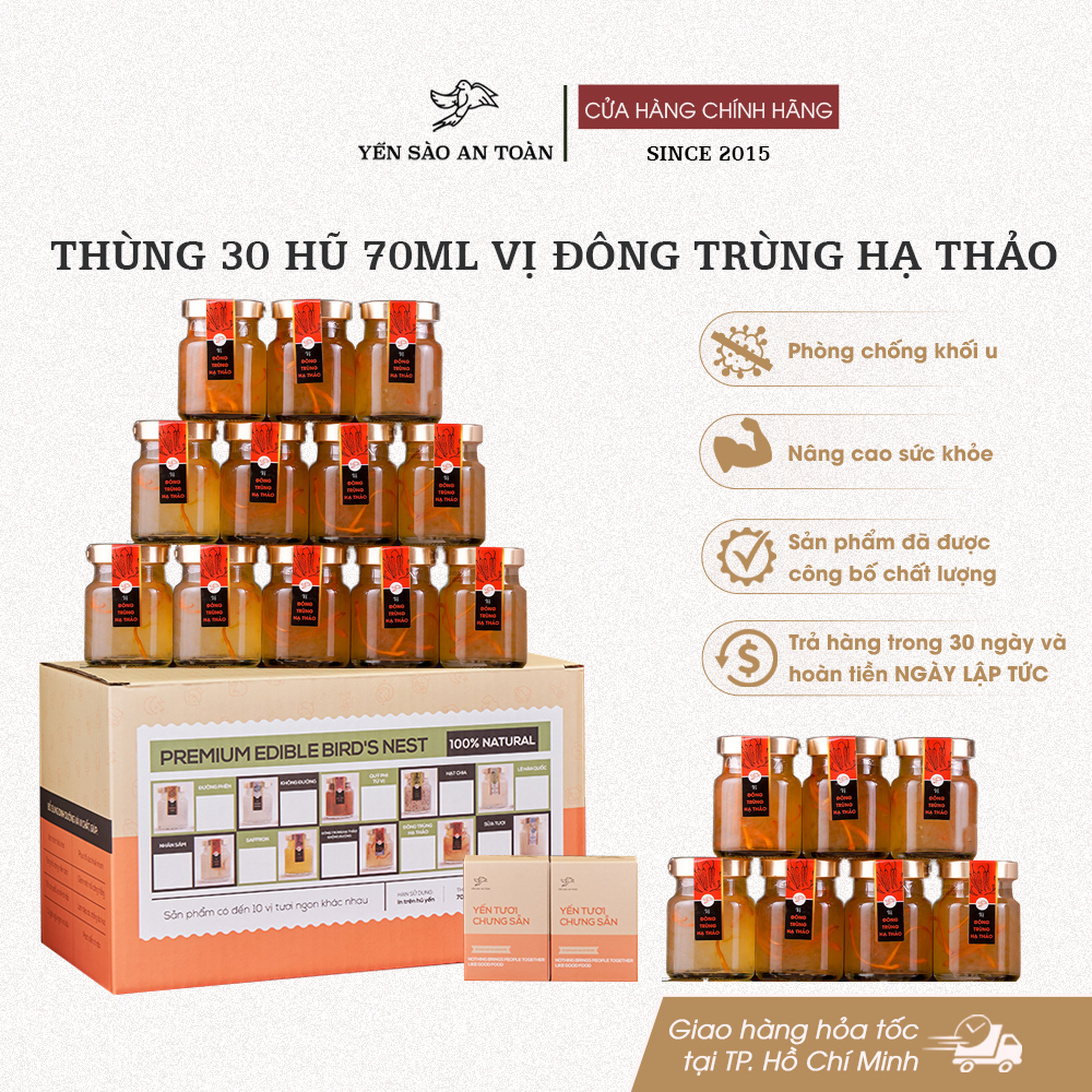 Thùng 30 hũ 70ml vị Đông Trùng Hạ Thảo