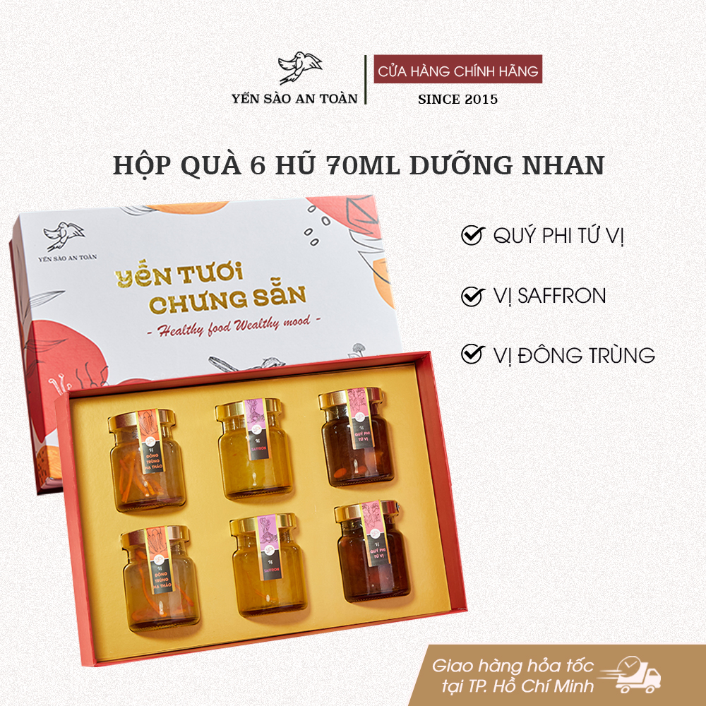 Hộp quà 6 hũ 70ml 3 vị Dưỡng Nhan - Đỏ Đại Cát