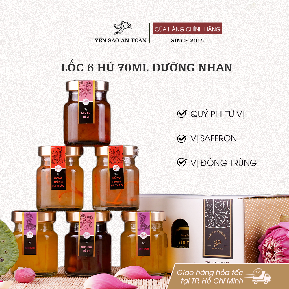Lốc 6 hũ 70ml 3 vị Dưỡng Nhan