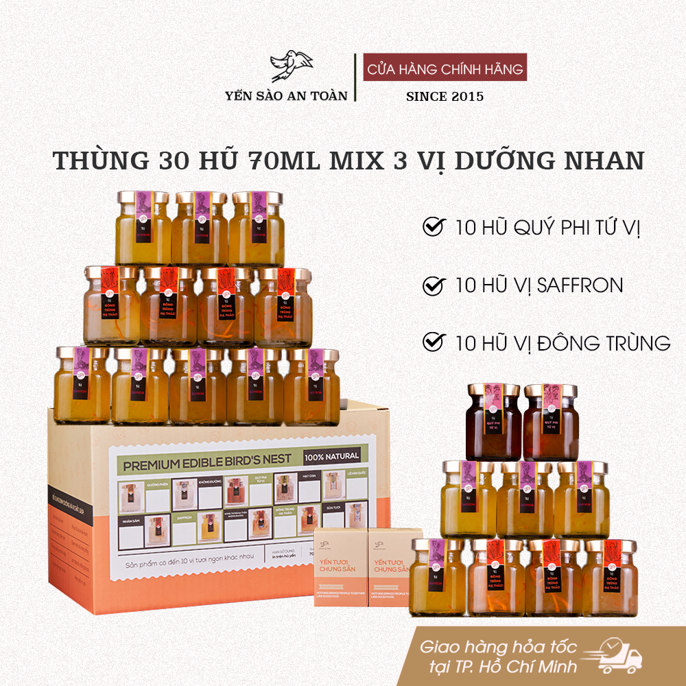 Thùng 30 hũ 70ml mix 3 vị Dưỡng Nhan