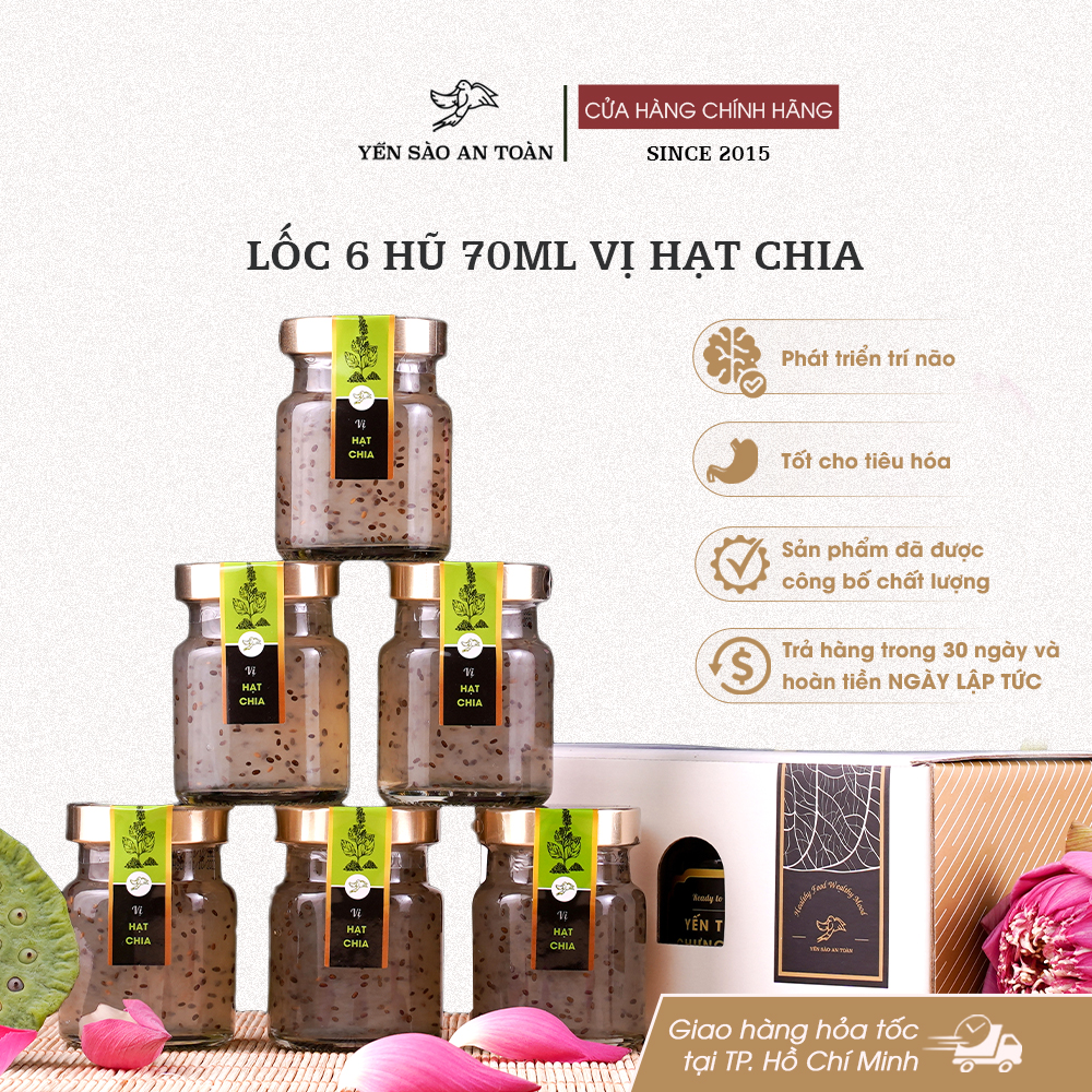 Lốc 6 hũ 70ml vị Hạt Chia