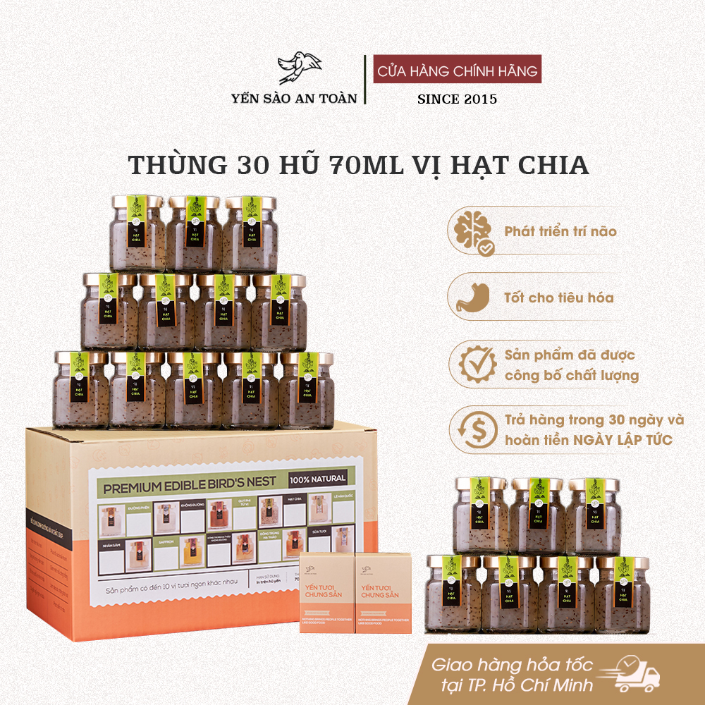Thùng 30 hũ 70ml vị Hạt Chia