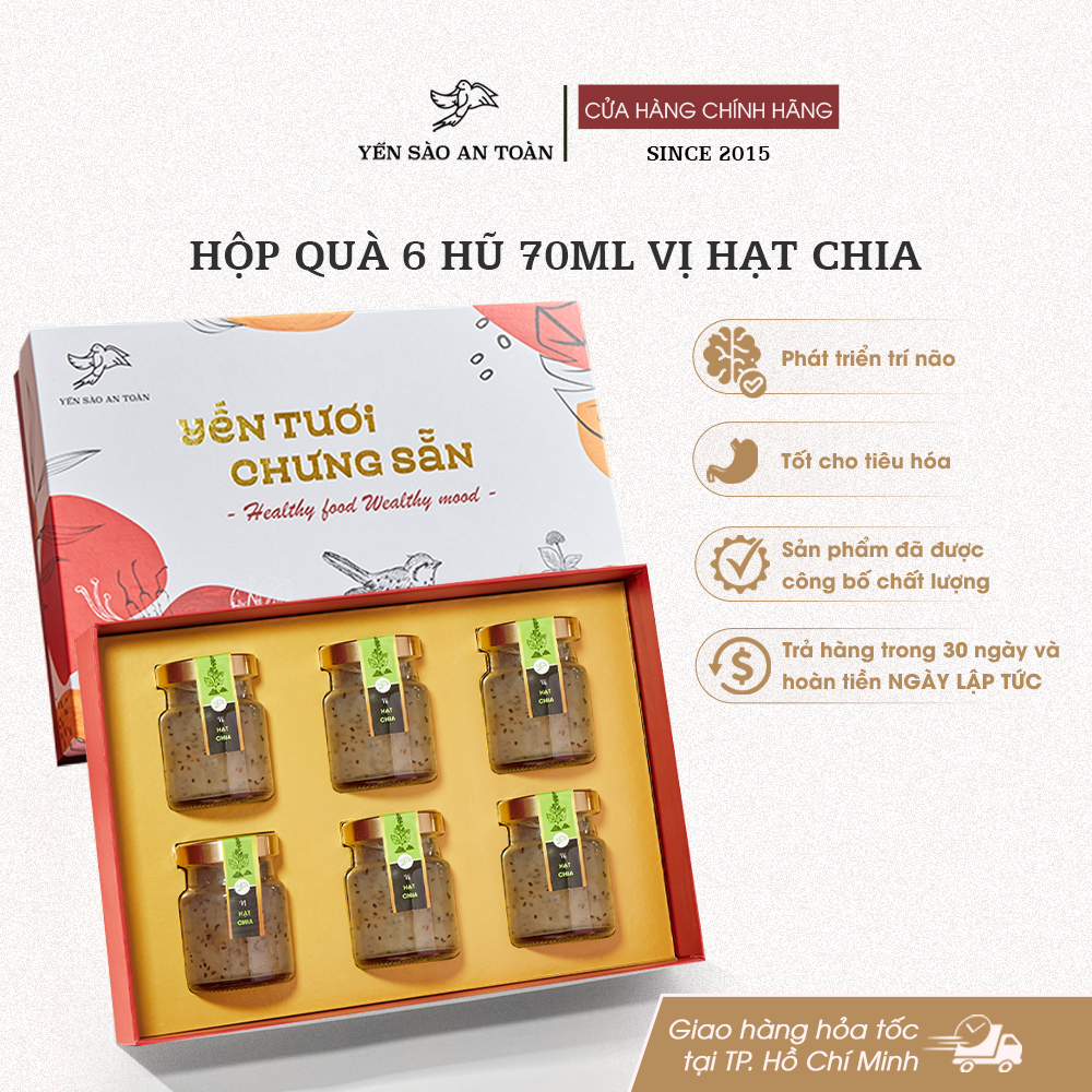 Hộp quà 6 hũ 70ml vị Hạt Chia - Đỏ Đại Cát