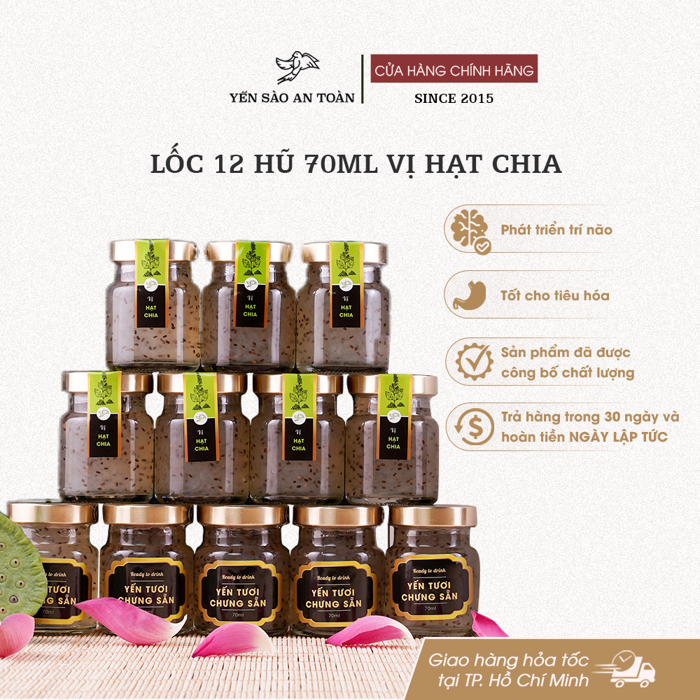 Lốc 12 hũ 70ml vị Hạt Chia