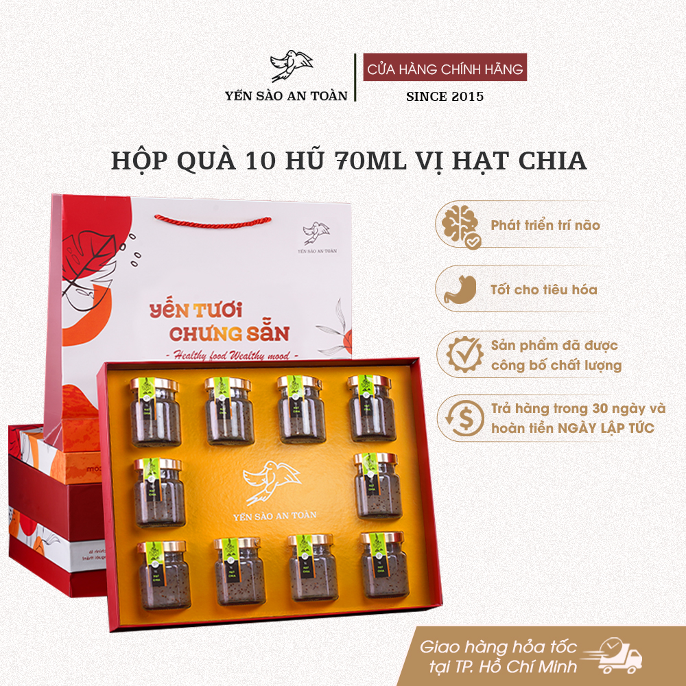 Hộp quà 10 hũ 70ml vị Hạt Chia - Đỏ Đại Cát