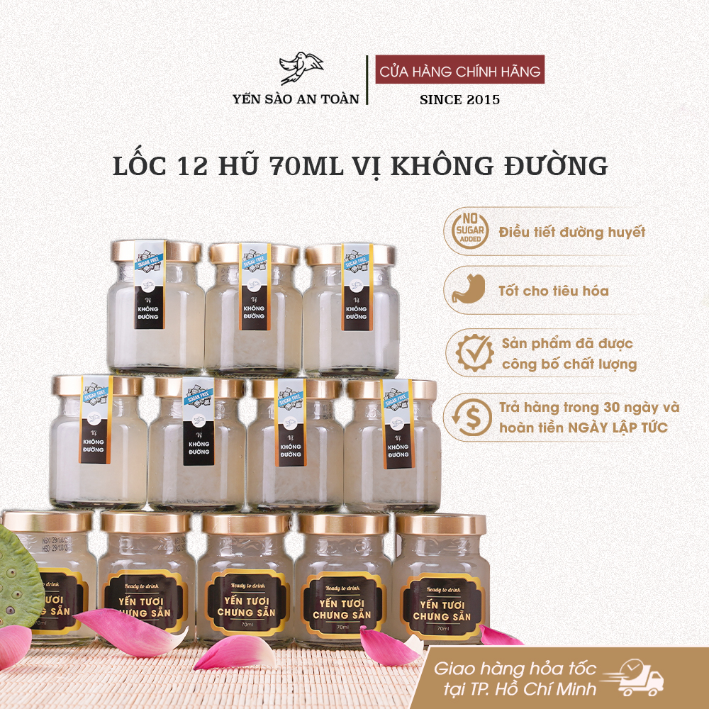 Lốc 12 hũ 70ml vị Không Đường