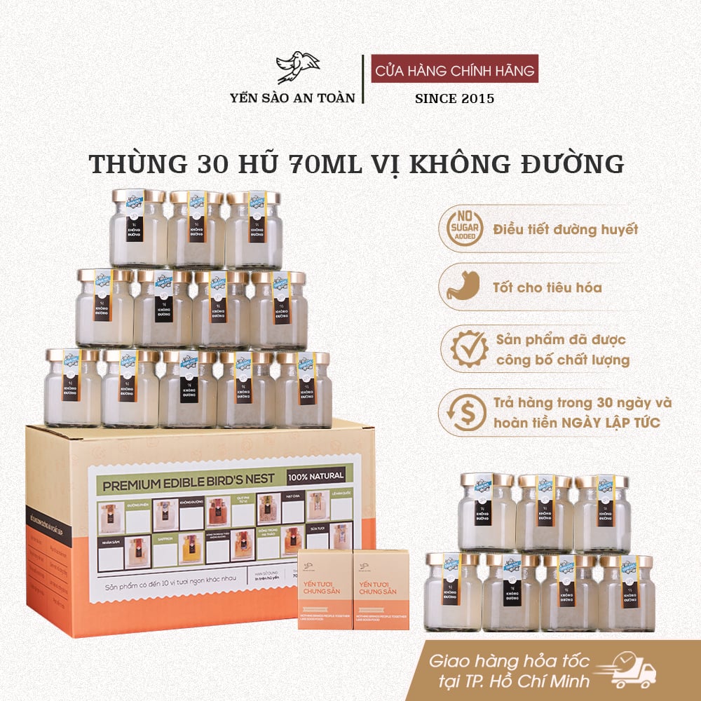 Thùng 30 hũ 70ml vị Không Đường