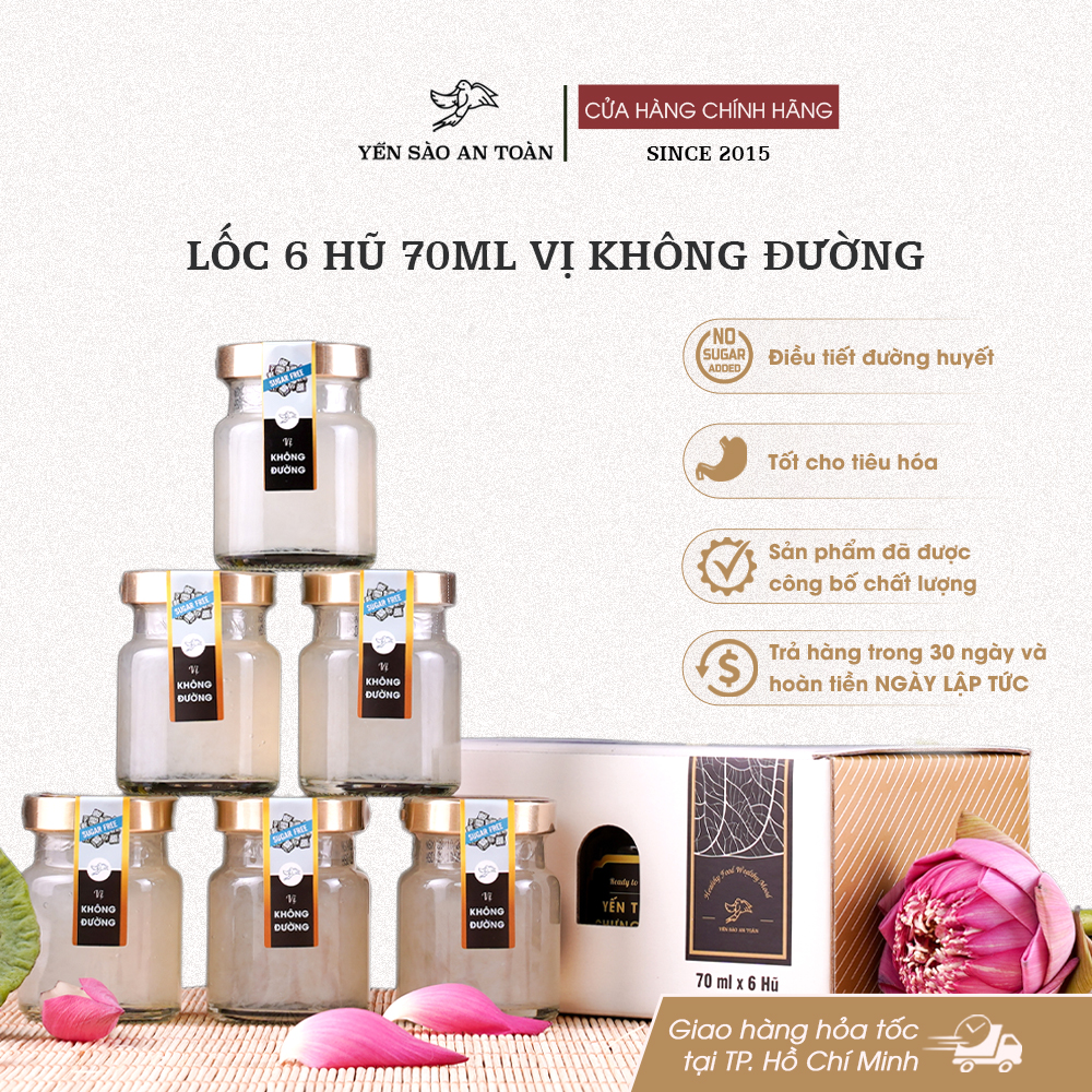 Lốc 6 hũ 70ml vị Không Đường