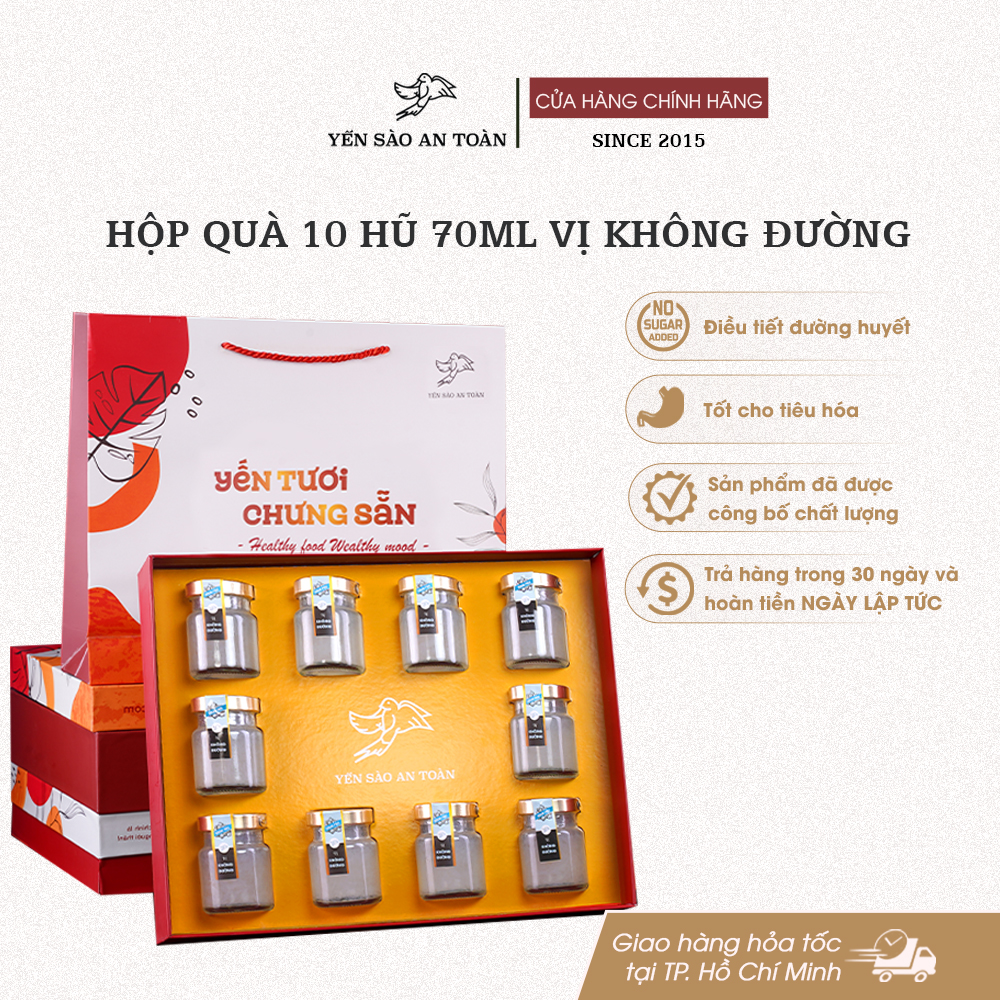 Hộp quà 10 hũ 70ml vị Không Đường - Đỏ Đại Cát