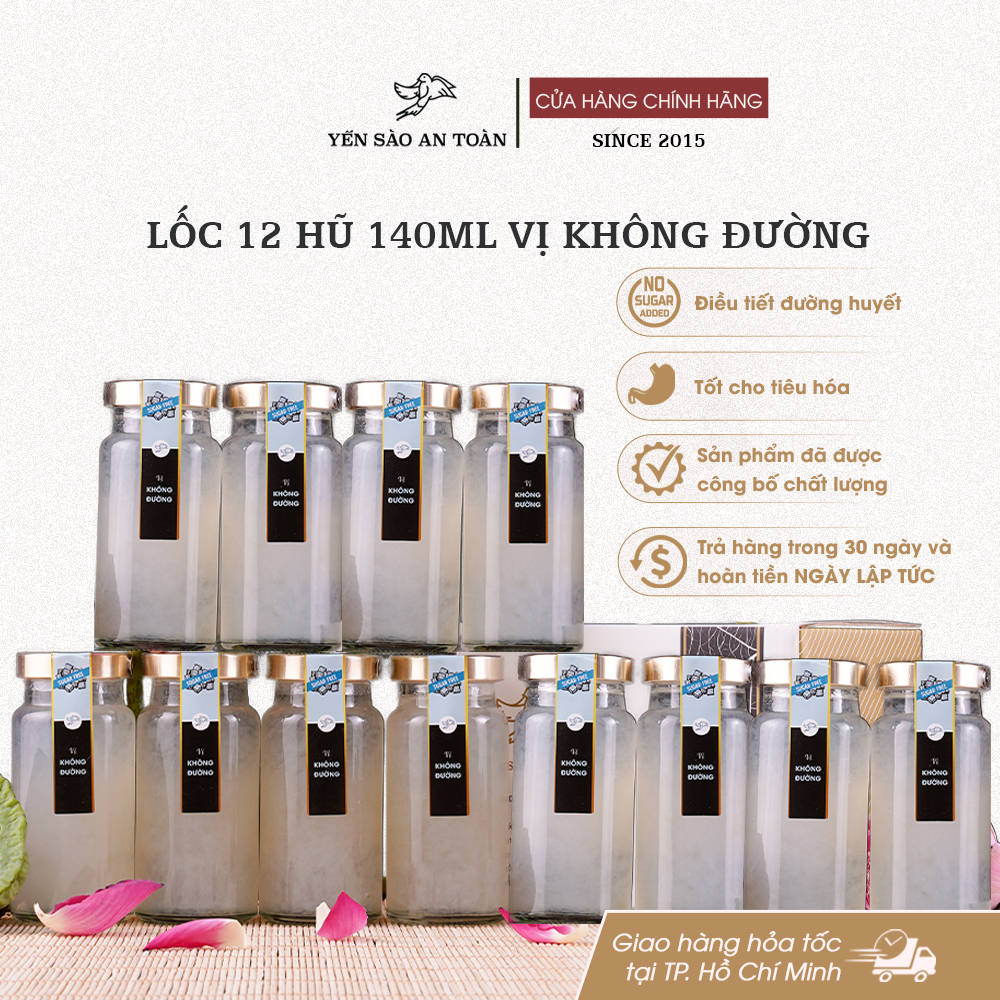 Lốc 12 hũ 140ml vị Không Đường