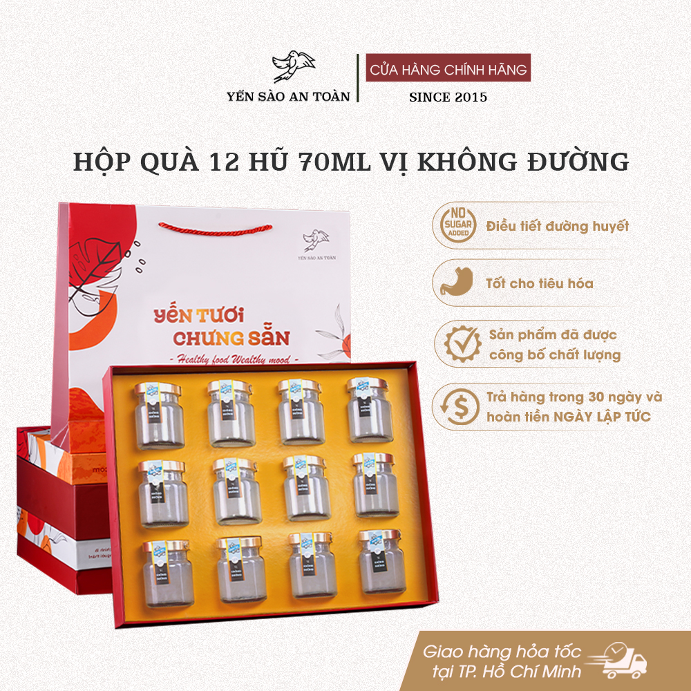 Hộp quà 12 hũ 70ml vị Không Đường - Đỏ Đại Cát