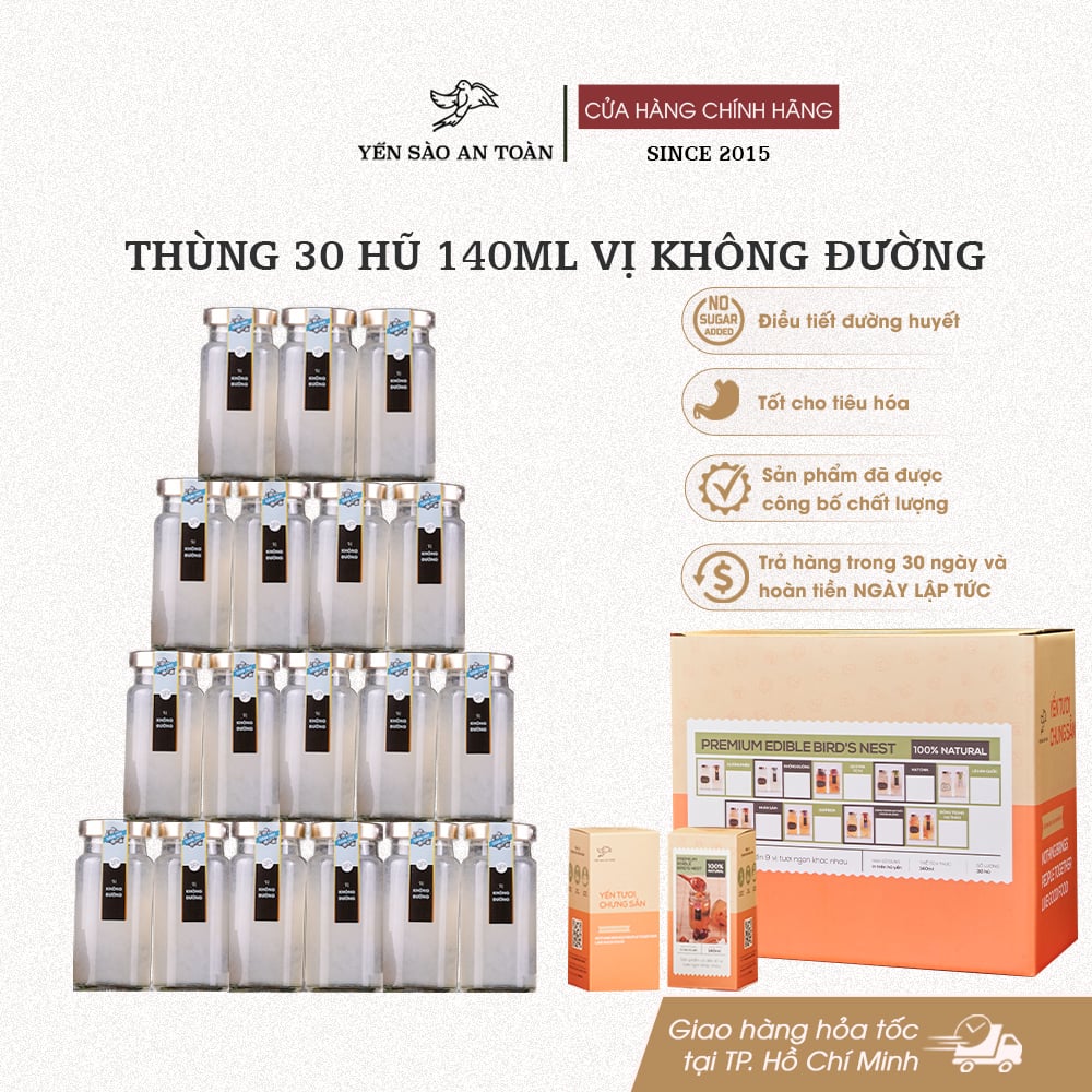 Thùng 30 hũ 140ml vị Không Đường