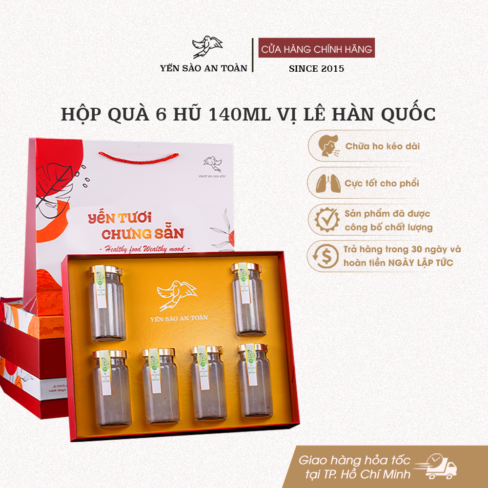 Hộp quà 6 hũ 140ml vị Lê Hàn Quốc - Đỏ Đại Cát