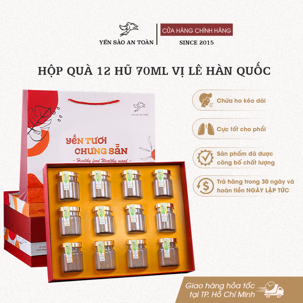 Hộp quà 12 hũ 70ml vị Lê Hàn Quốc - Đỏ Đại Cát