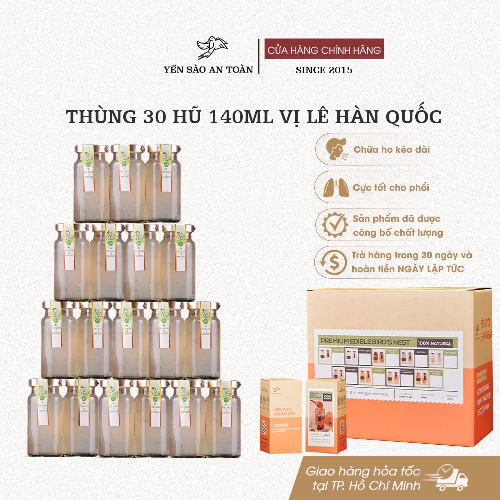 Thùng 30 hũ 140ml yến chưng sẵn MIX ĐẾN 9 vị ĐẬM ĐẶC YẾN TƯƠI từ Yến Sào An Toàn