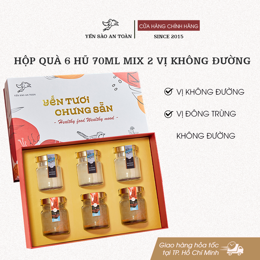 Hộp quà 6 hũ 70ml 2 vị Không Đường - Đỏ Đại Cát