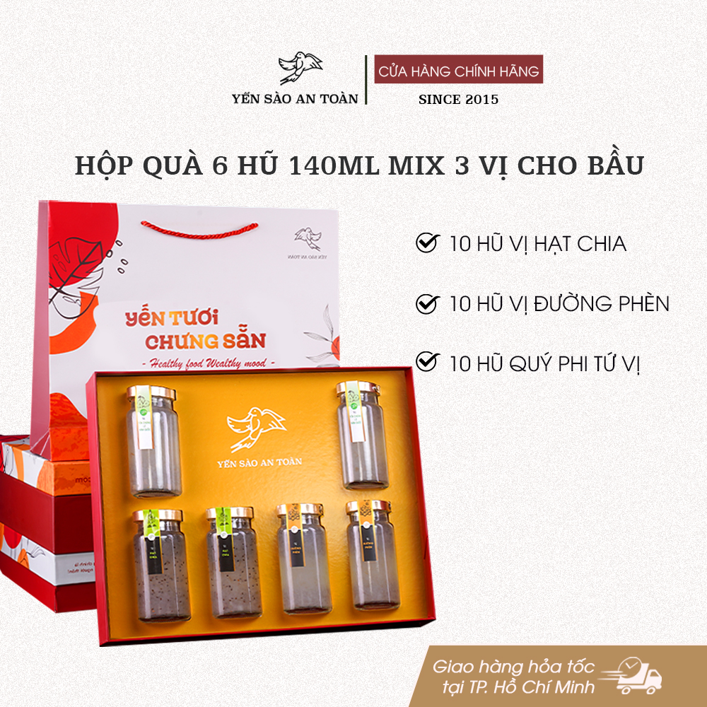 Hộp quà 6 hũ 140ml 3 vị Cho Mẹ Bầu - Đỏ Đại Cát