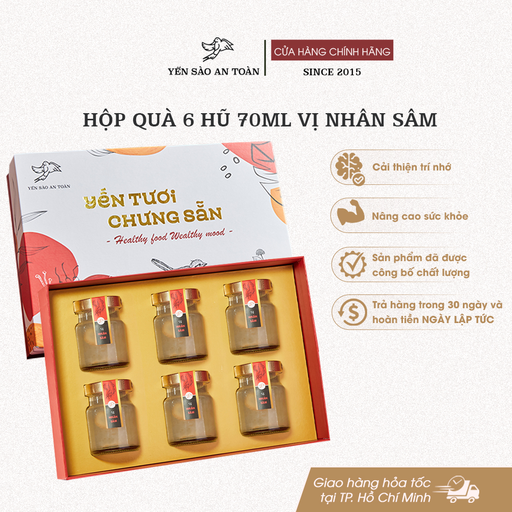 Hộp quà 6 hũ 70ml vị Nhân Sâm - Đỏ Đại Cát