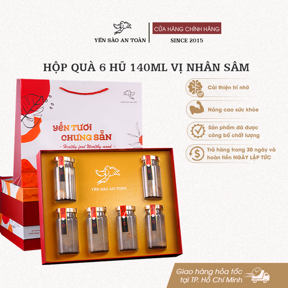 Hộp quà 6 hũ 140ml vị Nhân Sâm - Đỏ Đại Cát