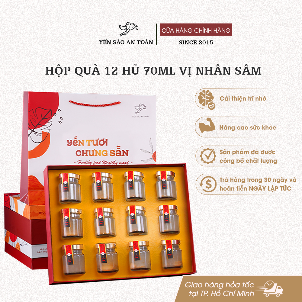 Hộp quà 12 hũ 70ml vị Nhân Sâm - Đỏ Đại Cát