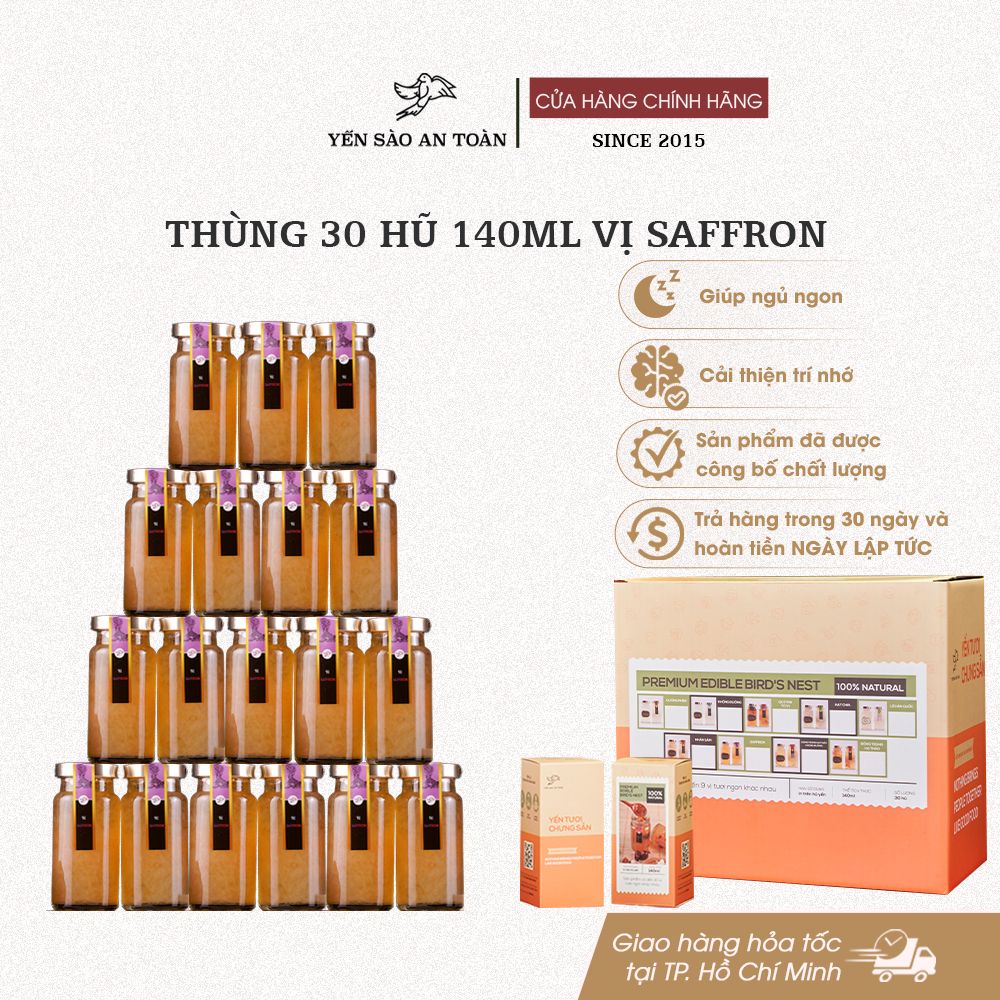 Thùng 30 hũ 140ml yến chưng sẵn MIX ĐẾN 9 vị ĐẬM ĐẶC YẾN TƯƠI từ Yến Sào An Toàn