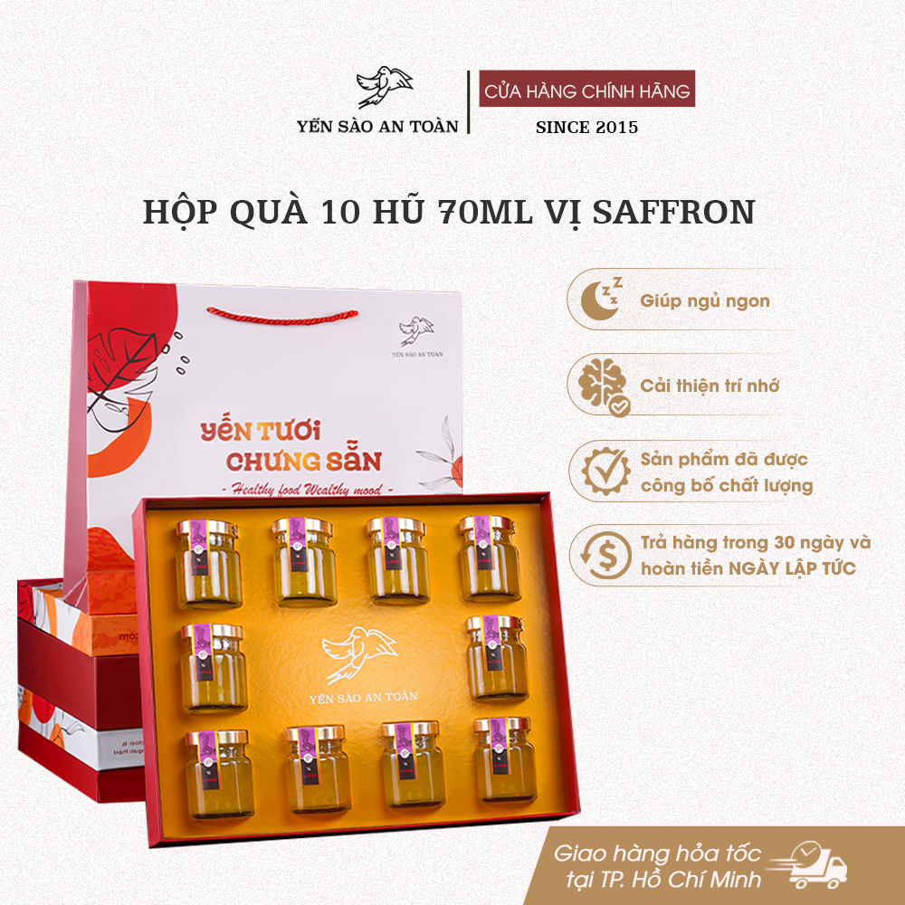 Hộp quà 10 hũ 70ml vị Saffron - Đỏ Đại Cát