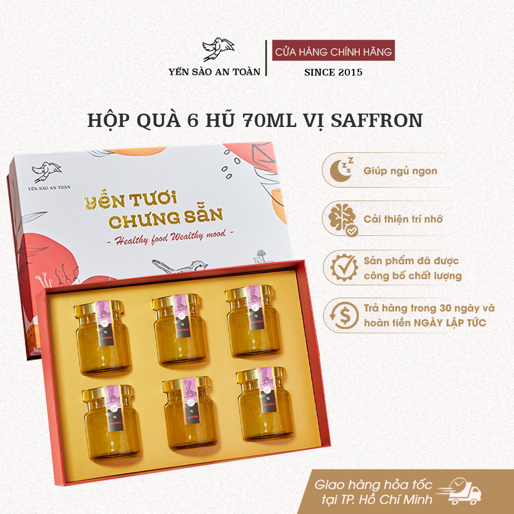 Hộp quà 6 hũ 70ml vị Saffron - Đỏ Đạt Cát