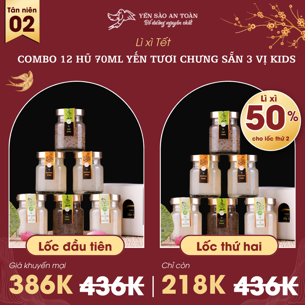 TÂN NIÊN 2 - Combo 2 Lốc 6 hũ 70ml Mix 3 vị KIDS